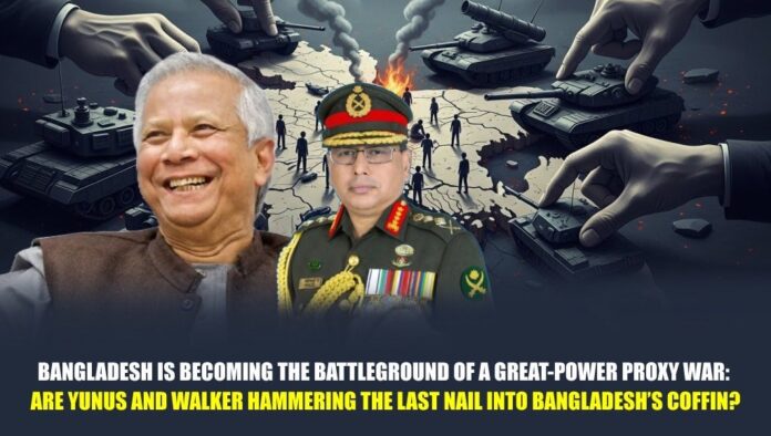 Bangladesh is becoming the battleground of a great-power proxy war Are Yunus and Walker hammering the last nail into Bangladesh’s coffin Bangladesh is becoming the battleground of a great-power proxy war Are Yunus and Walker hammering the last nail into Bangladesh’s coffin
